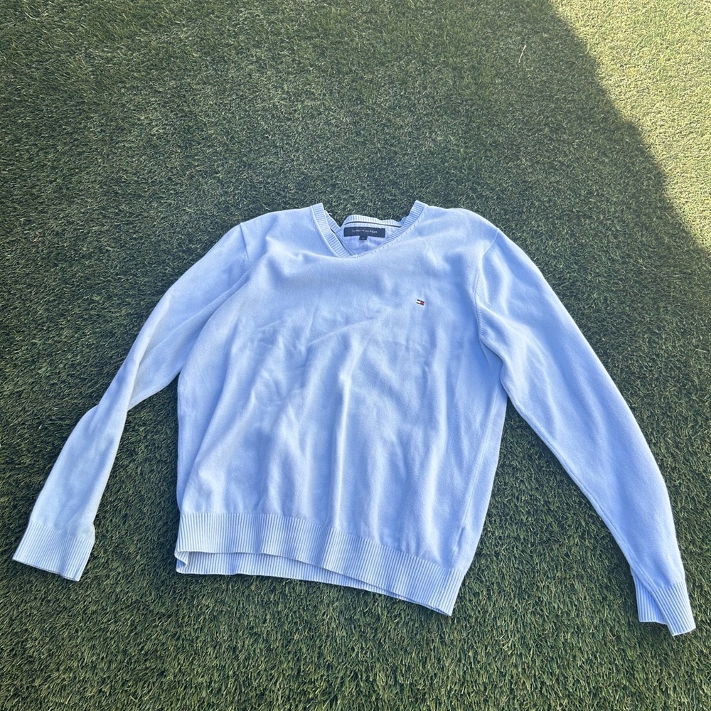 Tommy Hilfiger Blue V-Neck Sweater